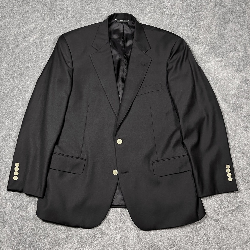 Brooks Brothers Country Club Blazer Loro Piana Super 120s Black Wool 44L USA